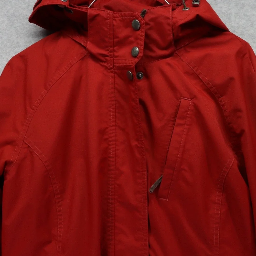 Eddie Bauer‎ Rain Jacket Womens Small WeatherEdge Coat Parka Hooded Full Zip Red